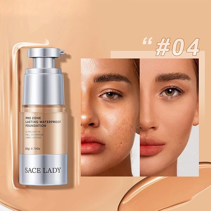 Ultra Matte Liquid Foundation Makeup, Full Coverage Shine 0.7Oz