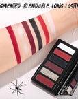 Red Eyeshadow Palette with Mirror Sliver Red Black Tones Matte Shimmer 6 Colors Mini Eye Shadow Pallet Travel Size Highly Pigmented for Joker Vampire Clown Goth Halloween Christmas Makeup