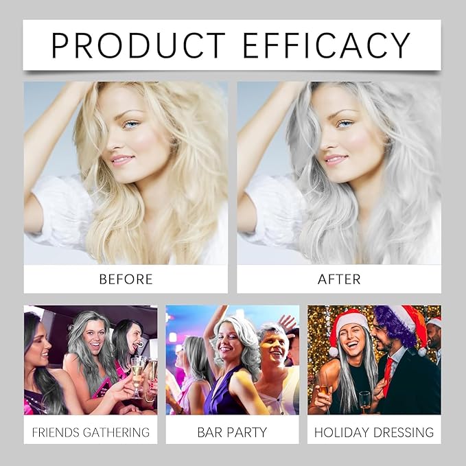 2-in-1 Natural Essence Extract Silver Hair Dye, Caremey No Bleaching SilverGrey & Smoke Grey Hair (2pcs)