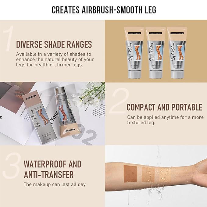 Leg Makeup Waterproof No Transfer, Tattoo Cover Up MakeUp Waterproof, Leg Cover Up Makeup Waterproof 01 (#03 Chocolate Brown)