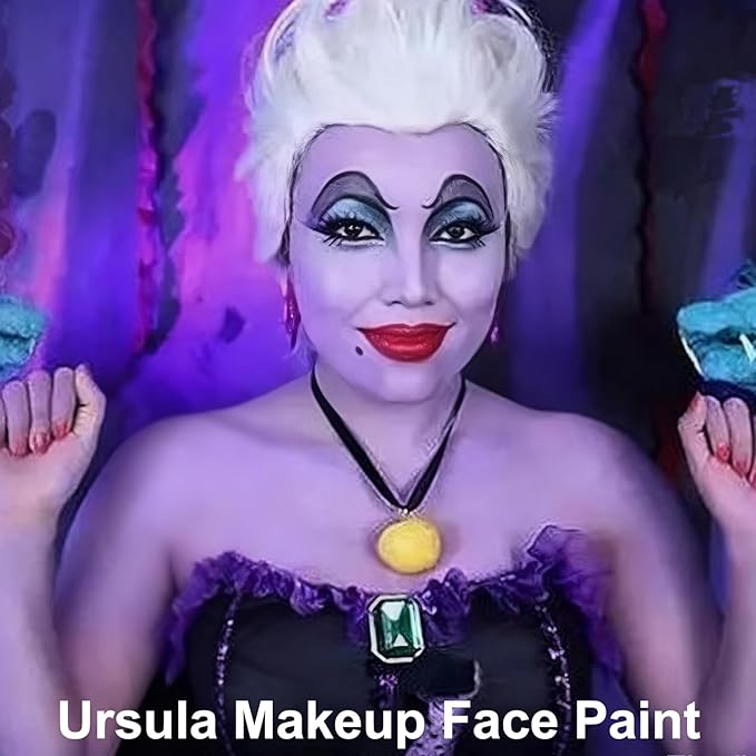 MEICOLY Light Purple Face Body Paint Stick(1.06 Oz),Cream Lavender Periwinkle Body Paint ,Sweatproof Waterproof Purple Eye Black for Sports,Violet Lilac Face Paint for Halloween SFX Ursula Cosplay