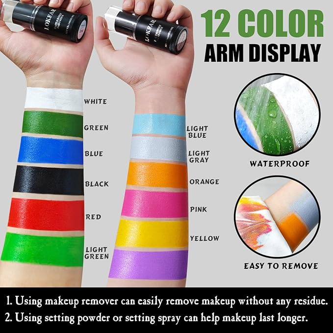 Black and White Face Body Paint Stick, White Foundation Makeup, Eye Black Stick for Sports, Professional Halloween Face Makeup Kit for Mime Zombie Clown Vampire Skeleton Skull Joker Costume