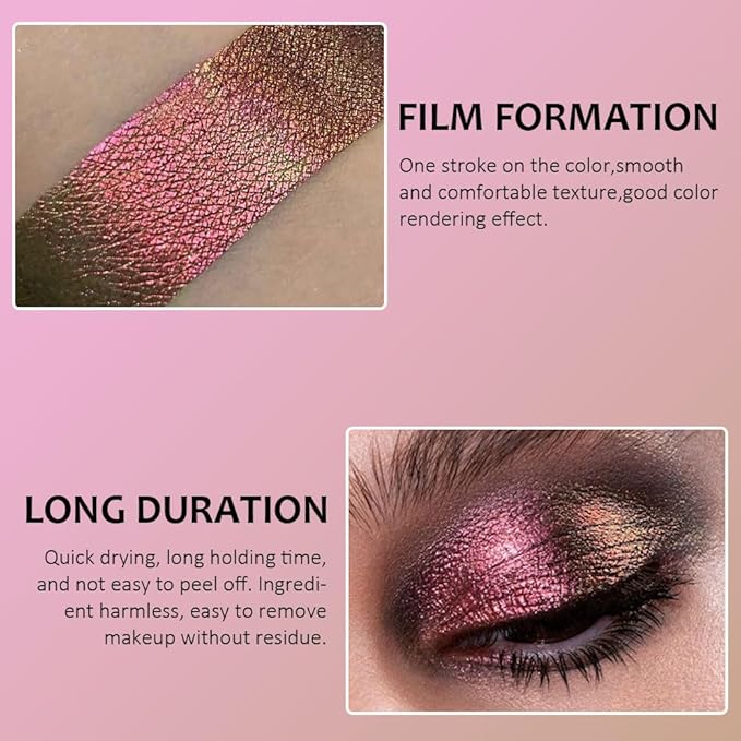AMY'S DIARY Duochrome MultiChrome Chameleon Liquid Metallic Eyeshadow, High-Impact Multi-Dimensional Finish,Pink GOLD Silky Smooth and High Pigment Holographic Glitter Eyeshadow Makeup (#02)