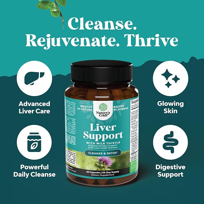 Liver Cleanse Detox & Repair Formula - Herbal Liver Support Supplement with Milk Thistle Turmeric Dandelion Root & Artichoke Extract for Liver Health - Silymarin Milk Thistle Liver Detox Capsules 2pk