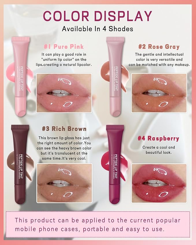 Tinted Lip Balm-1Pcs Raspberry Peptide Hydrating Lip T