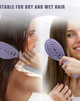 Detangle Hair Brush, Detangling Wet & Dry Spiral Hairbrush for Women, Men, Kids, Vented Detangler for Blow Drying, Glide Through Tangles For All Hair Types (Purple)