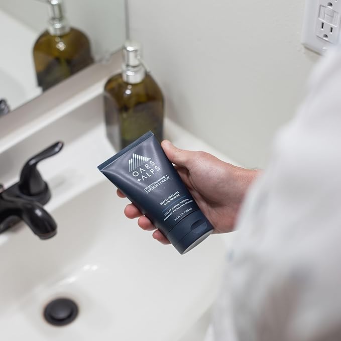 Oars + Alps Conditioning and Defining Cream, Styling Cream to Prevent Dull and Dry Hair, Moisturizing, Hydrating, Sofetening Hair Lotion with Argan Oil & Chia Seed Oil, 3.4oz