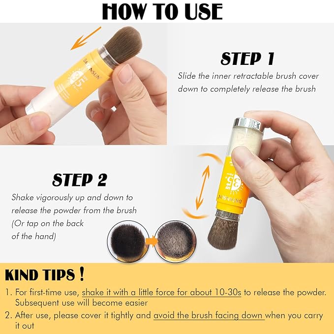 Mineral Powder Sunscreen Setting Makeup - SPF 35 Brush On Sunscreen for Face & Scalp & Hair, Natural Matte Loose Finishing Powder, Oil Control Lightweight Breathable (#04 Medium)