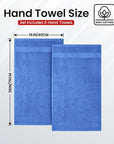 Infinitee Xclusives Blue Hand Towels for Bathroom - Set of 6 (16x28 inches) 600 GSM, 100% Cotton Ultra Soft, Quick Drying, Hotel Quality Hand Towel Set (Eloquent Blue)