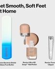 Revlon Bacteria Shield Glass Foot Buffer with Anti-Bacterial Technology, Two Surfaces to Exfoliates & Smoothes Skin, Self-Clean & Fully Recyclable