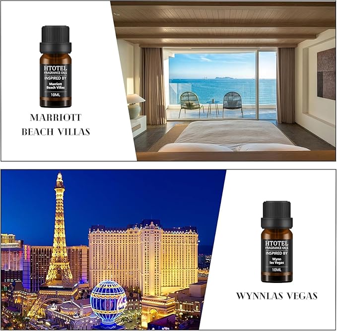 Hotel Collection Diffuser Essential Oil Gift Set,Hotel Scents for Home,Stress Relief Air Freshening,Ritz Carlton,My Way,Westin,Wynn Las Vegas,Baccarat,Four Seasons,Aria,Marriott Beach Villas
