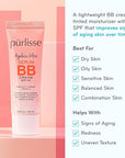 pūrlisse Ageless Glow Serum BB Cream SPF 40 - Glow BB Cream with SPF Enriched with Bakuchiol & Vitamin C to Help Improve Firmness & Reduce Wrinkles for Dewy Skin - Medium Golden (1.4 oz)