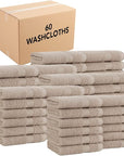Arkwright Bath Washcloths 12 Pack - (Bulk Case of 60) Super Soft 100% Cotton, 600 GSM Quick Dry & Absorbent, Luxury Face & Body Wash Cloth Towels for Hotels, Spa, and Vacation Rental, Latte Beige