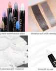 evpct Pearl White Shimmer Cream Eye Shadow Brightener Sticks Set for Eyes, White Shimmery Matte Pencil Eye shadow Applicator Stick Pen Palette Makeup Waterproof sombras en crema para ojos 01#