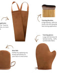 FUNAN Self Tanning Applicator Kit with Tanning Glove for Self Tan Mitt, Back Lotion Applicator, Mini Mitt and Ultra Soft Self Tanner Brush Bamboo Kabuki Brush, Brown