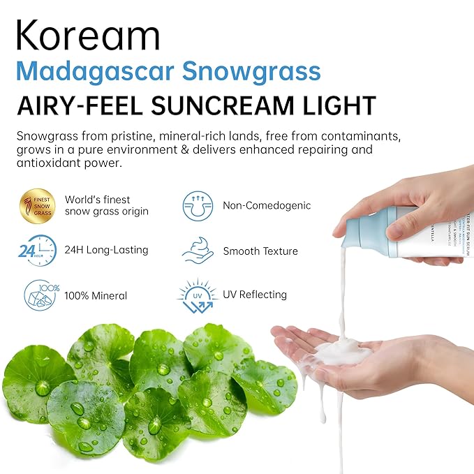 Korean Sunscreen for Face & body， Madagascar Centella Sunscreen SPF 50+ ，mineral sunscreen with Tinted Moisturizer & Hyaluronic Acid &Niacinamide, korean skin care sunblock 50ml