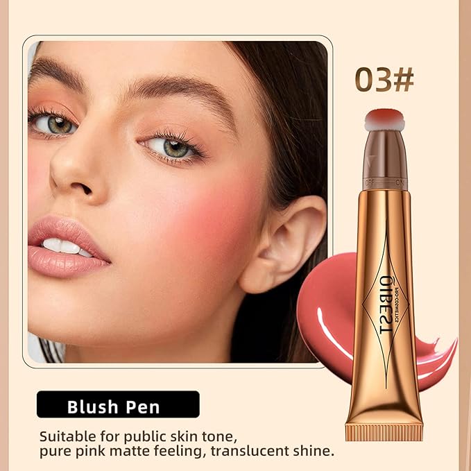 Blush Beauty Wand, Liquid Face Blush with Cushion Cruelty-free（Cherry Red）