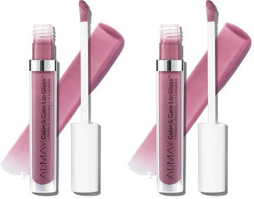 Almay Color & Care Hydrating Lip Gloss, Soft Natural Hues, Prebiotic Complex, Hyaluronic Filling-Sphere Technology, 600 Lunar Blush, 0.1 Fl Oz (Pack of 2)