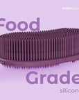 MainBasics Silicone Body Scrubber – Dual-Sided Shower Exfoliator for Men & Women, Gentle Silicone Loofah Alternative for Deep Clean (Purple, Exfoliate)