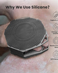iTokGoK® Premium Silver-Infused 2-in-1 Silicone Body Scrubber, Double-Sided Design Body Brush Body Scrubber Exfoliating Body Brushes forSensitive Skin for Showering, Silicone Loofah - Gray