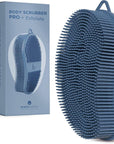 MainBasics Silicone Body Scrubber – Dual-Sided Shower Exfoliator for Men & Women, Gentle Silicone Loofah Alternative for Deep Clean (Dark Blue, Exfoliate)