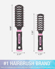 Conair Salon Results Vent Hairbrush Set - Detangling Hair brush - suitable for men and women - features Travel + Full-size - Pink/Black