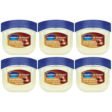 Vaseline Lip Therapy Cocoa Butter 6-Pack – Mini Lip Balms for Soft, Glowing Lips, 0.25 Oz Ea