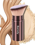 Makeup Brush Kabuki Face Brushes Retractable Travel Blush Kabuki Brush Portable Flawless for Foundation, Powder Blush, Bronzer, Buffing, Liquid, Cream, Cruelty Free with Cover(Brown)