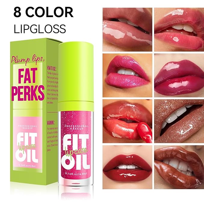 8 Colors Lip Oil Lip Glaze, Hydrating Lip Glow Oil Big Brush Head Shiny Moisturizing Lip Gloss, Long Lasting Non-sticky Fresh Transparent Tinted Plumping Lip Oil (# 05)