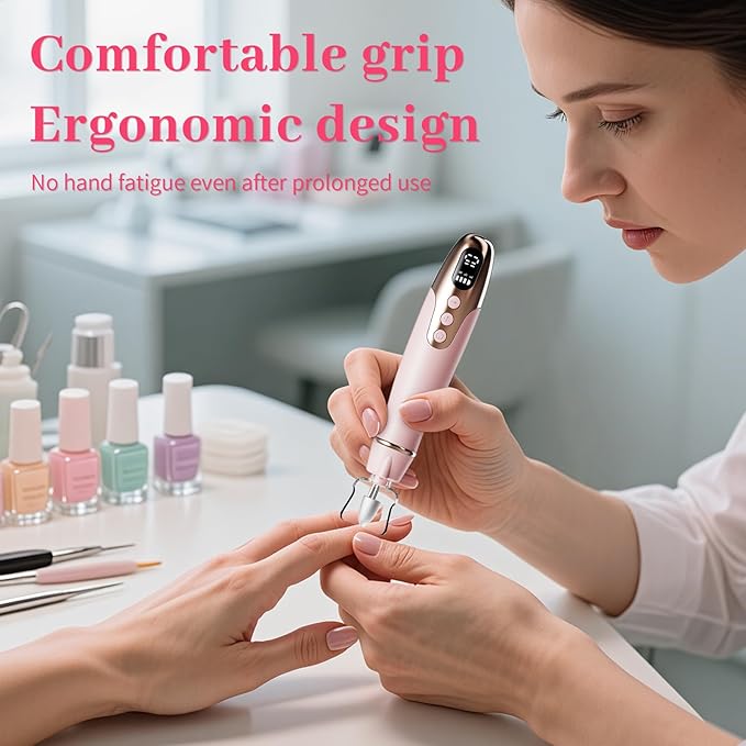 Aleanu Professional Manicure Pedicure Kit - 10 Speeds Cordless Nail Drill丨Rechargeable Pedicure Tools for feet, Nail Drill for Thick Nail Toenail Cuticle Women Men Baby Pets(Pink)