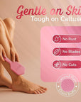 Silicone Foot Callus Remover - Nano Glass Foot File for Dead Skin and Cracked Heels - Callus Remover for Feet & Hard Skin - Ergonomic Foot Scrubber & Exfoliator for Soft, Smooth Feet - Pink