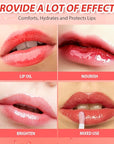 Big Brush Head Hydrating Lip Glow Oil Plumping Lip Tint, Hydrating Lip Gloss Tinted Lip Balm Transparent Lip Care, Long Lasting Nourishing Non-sticky Fresh Texture (Raspberry)