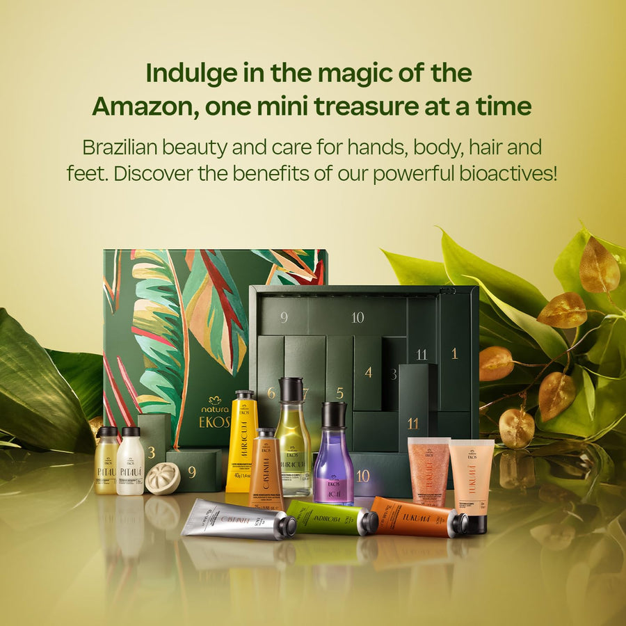 Natura - Beauty Advent Calendar – 12-Piece Holiday Gift Set with Body Care, Hand Creams, Shower Gels & Hair Care Minis – Vegan & Sustainable Beauty from the Amazon