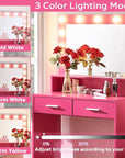 MIRROTOWEL Vanity Desk with Mirror and Lights, Dressing Table with Large Drawer, 2 Level Storage Dresser & 3 Lighting Modes Adjustable Brightness, Suitable for Bedroom