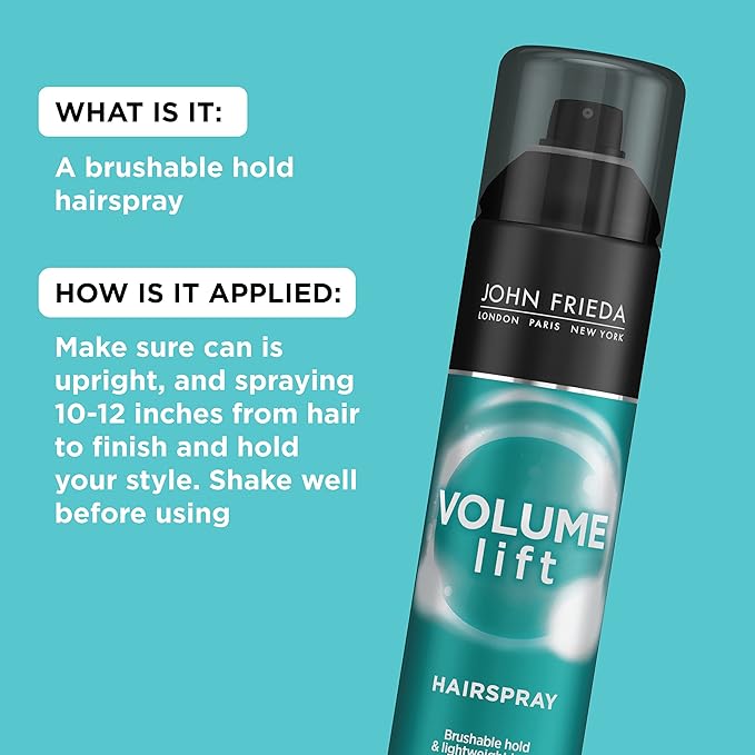 John Frieda Volume Lift Hairspray, Volumizing Hairspray with Air-Silk Technology for Fine or Flat Hair, Adds Body, Long-Lasting Hold, and Fullness for Fine, Thin Hair, 10 Oz, Pack of 2