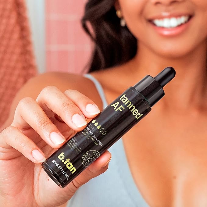 b.tan Darkest Self Tan Drops for Face & Body | Get Tanned - Darkest Gradual Self Tanner Bronzing Glow Drops, Vegan, Cruelty Free, 1.0 Fl Oz