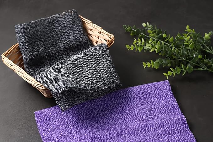 Extra Rough, Exfoliating Washcloth [Made in Japan] Exfoliating Towel Special Texture Makes Fluffy Foam Lather, Back Scrubber, Dead Skin Cell Remover [Loofah for Women and Men] (Black)