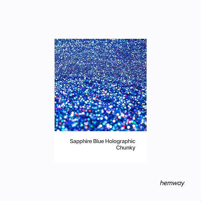 Hemway Eco Friendly Biodegradable Glitter 100g / 3.5oz Bio Cosmetic Safe Sparkle Vegan for Face, Eyeshadow, Body, Hair, Nail and Festival - Chunky (1/40" 0.025" 0.6mm) - Sapphire Blue Holographic