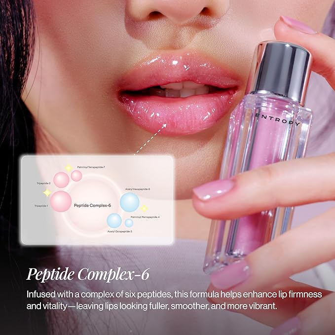 ENTROPY MAKEUP Tulle Lip Gloss, Lightweight 3D Pearl Shimmer, Ultra-Gloss High Shine, Non-Sticky Moisturizing Lip Gloss with Peptide Complex, Slip