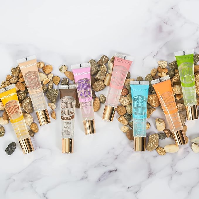 Ruby Kisses Broadway Vita-Lip Clear Lip Gloss (Mint Oil 6 Pack), Ultra-Hydrating & Soothing Formula with Vitamin Oils, High-Shine Non-Sticky Finish, Nourishing Glossy Lip Balm With Cooling Effect