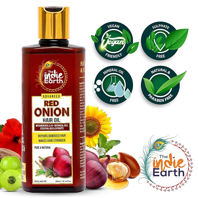 Advanced Red Onion Hair Growth Oil with Redensyl – Infused with 31+ Powerful Natural Herbs & Extracts Including Bhringraj, Tea Tree, Rosemary, Jojoba & Argan Oil - Anti Hair Fall & Hair Regrowth Oil