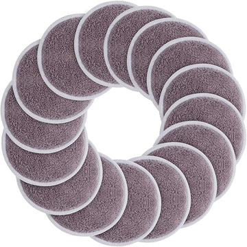 SUNLAND Reusable Makeup Remover Pads for Face,Eye,Lips 16 Pack Microfiber Face Cleansing Gloves Washable with Laundry Bag and Travel Bag Rounds Toner Pads (Round 3.15inchx16, dpurple)