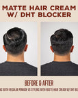 Suavecito Pomade Matte Hair Cream With DHT Blocker For Hair Regrowth - Low Shine Light Hold For Styling Thinning Hair To Look Thick & Full With Volume