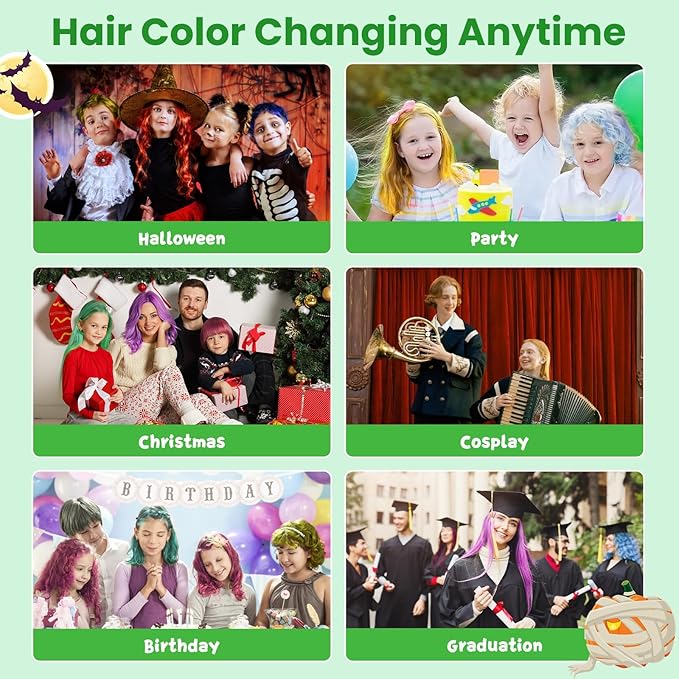 Temporary Green Hair Color Wax for Kids, Women Men Colored Hair Styling Mud, Washable Style Dye for Girls Boys Teens, DIY Instant Hair Coloring Gel Cream for Cosplay Halloween Children's Day