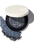MAKE Beauty Multi-Chromatic Eye Shadow. Metal Reflecting Luminous Foil Finish Creamy, Buildable, Dimensional Long-wear, Crease-proof Powder Eyeshadow, Multichrome Shade - Spark, Navy Blue