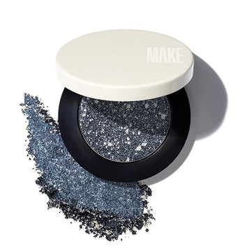 MAKE Beauty Multi-Chromatic Eye Shadow. Metal Reflecting Luminous Foil Finish Creamy, Buildable, Dimensional Long-wear, Crease-proof Powder Eyeshadow, Multichrome Shade - Spark, Navy Blue
