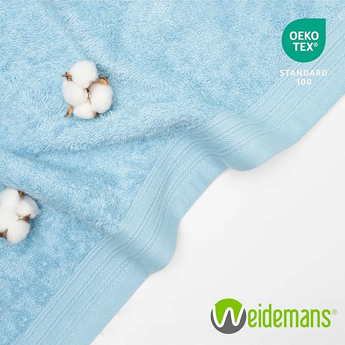 100% Cotton Washcloths Set 13” x 13” | Sky Blue Towels | Set of 6 Ultra Soft and Highly Absorbent Washcloths Sets for Bathroom, Gym, Spa | Machine Washable Face Towel
