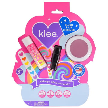 Klee Naturals Mineral Blush and Lip Shimmer Makeup Kit. Gentle and Non-Toxic. Kid-Friendly. Made in USA. (Rainbow Glitz)