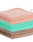 Nugilla Makeup Remover Cloth 12 x 12 Inch, Reusable Makeup Remover Towels for Washing Face, 6 Pack Washable Microfiber Face Cloth Fast Drying Washcloth, Brown/Coral/Green