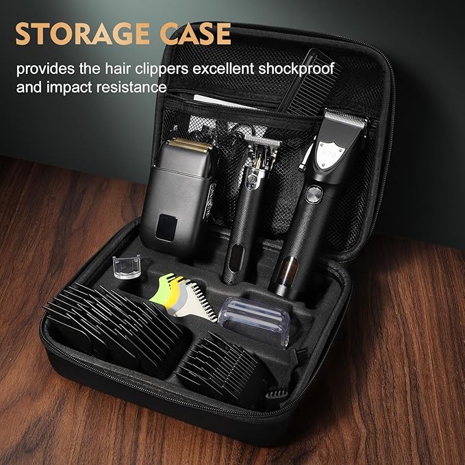 Suttik Professional Hair Clipper Set for Men, Barber Kit Clipper and Trimmer Set, Electric Foil Shavers for Men with Travel Case